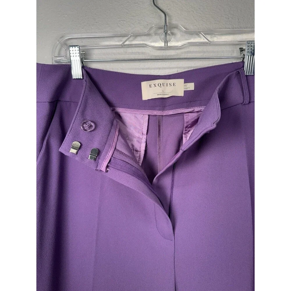 Exquise Anthropologie Women’s Wide Leg Lilac Purple Pants Trousers Size Large - Picture 4 of 14